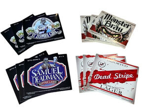 Hilarious Beer Label Bottle Stickers Morbid Industries Halloween Fun Bad Blood